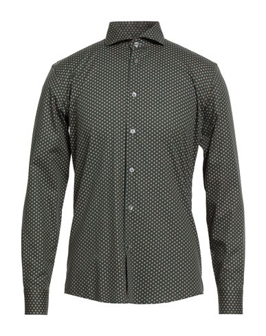 Grey Daniele Alessandrini Man Shirt Dark Green Size 16 ½ Cotton In Black