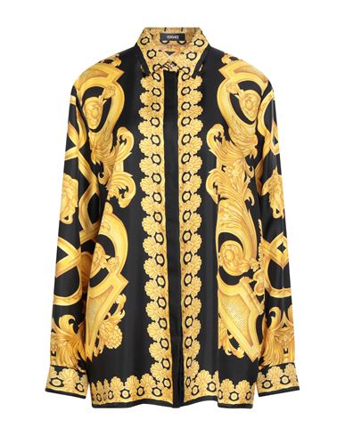 Versace Woman Shirt Black Size 10 Silk In Black