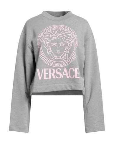 Versace Woman Sweatshirt Grey Size 10 Cotton, Elastane In Gray