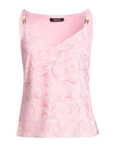 Versace Woman Top Pink Size 14 Polyester, Elastane In Pink