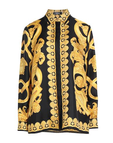 Versace Woman Shirt Black Size 10 Silk In Black