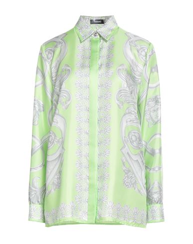 Versace Woman Shirt Lime Green Size 10 Silk In Multi