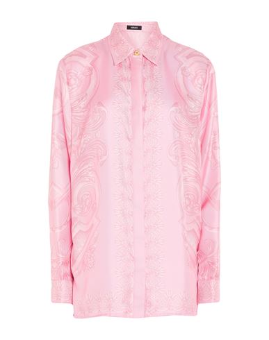 Versace Woman Shirt Pink Size 10 Silk In Pink