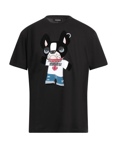 Dsquared2 Man T-shirt Black Size L Cotton In Black
