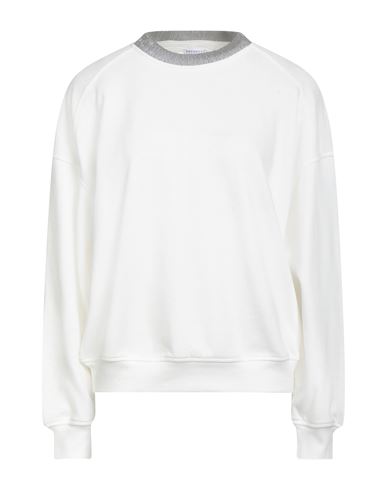 Brunello Cucinelli Woman Sweatshirt White Size Xl Cotton, Elastane, Brass In White