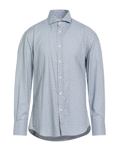Brunello Cucinelli Man Shirt Slate Blue Size Xxl Cotton In Blue