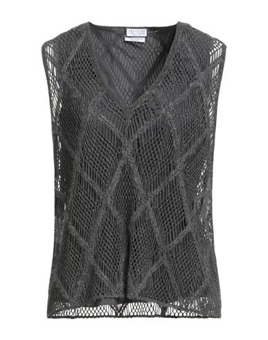 Brunello Cucinelli Woman Top Grey Size Xl Cotton, Silk In Gray