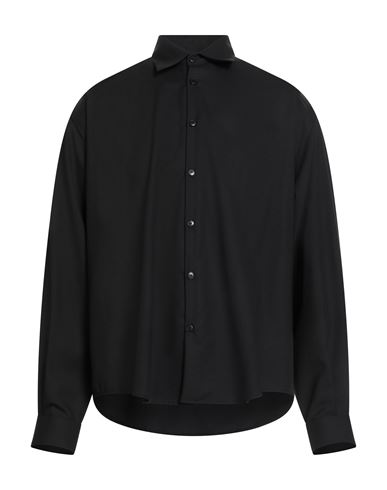 Laneus Man Shirt Black Size 36 Virgin Wool In Black