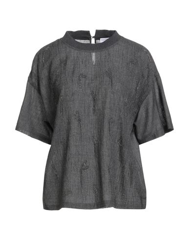Brunello Cucinelli Woman Sweater Charcoal Size M Virgin Wool, Brass, Cotton, Elastane, Mohair Wool In Gray