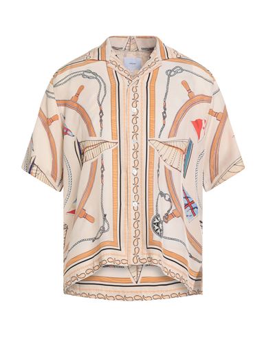 Rhude Man Shirt Beige Size L Silk In Animal Print