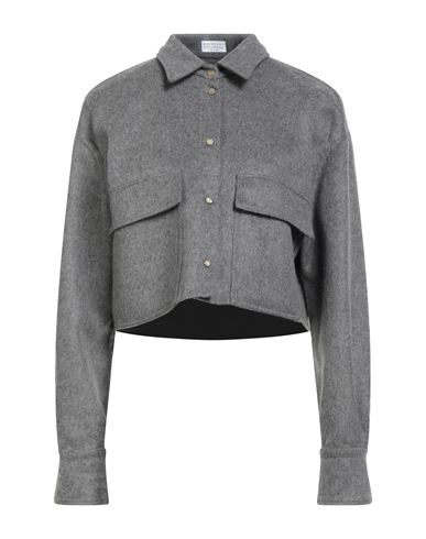 Brunello Cucinelli Woman Shirt Grey Size 14 Virgin Wool In Gray