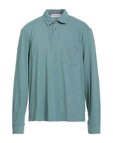 Orlebar Brown Man Polo Shirt Pastel Blue Size Xxl Cotton In Green