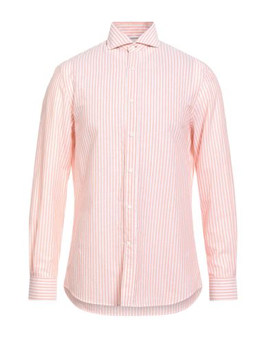 Brunello Cucinelli Man Shirt Coral Size Xxl Cotton, Linen In Pink
