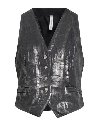 Tensione In Woman Tailored Vest Grey Size S Cotton, Elastane In Black