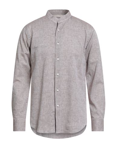 Bagutta Man Shirt Taupe Size 17 ½ Linen, Cotton In Brown