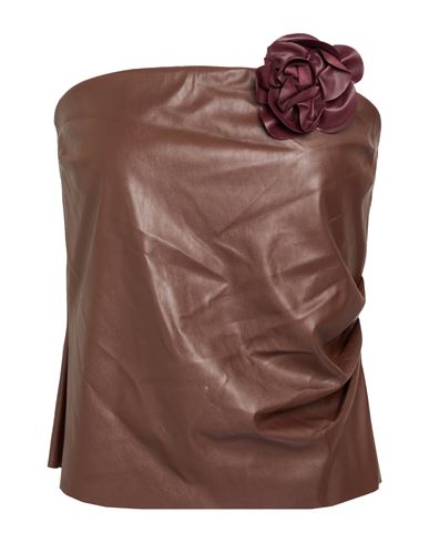 Tensione In Woman Top Burgundy Size M Polyester, Polyurethane In Brown