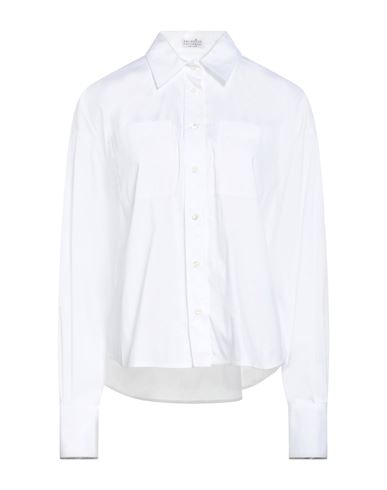 Brunello Cucinelli Woman Shirt White Size L Cotton, Polyamide, Elastane In Multi