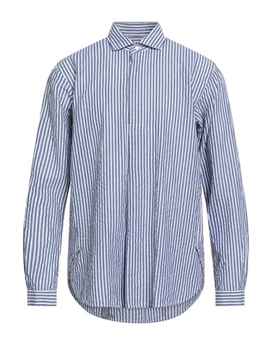 Brian Dales Man Shirt Navy Size 16 Cotton, Linen In Blue