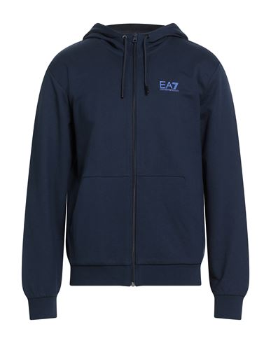 Ea7 Man Sweatshirt Navy Size 3xl Cotton, Elastane In Blue