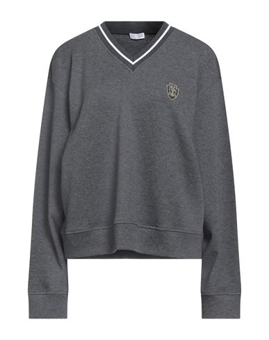 Brunello Cucinelli Woman Sweatshirt Grey Size 3xl Cotton, Polyamide In Gray