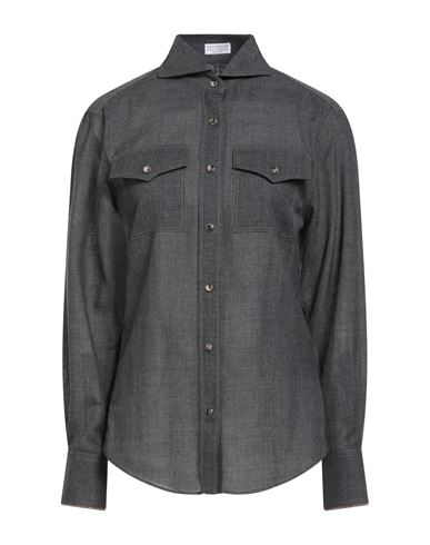 Brunello Cucinelli Woman Shirt Charcoal Size 3xl Virgin Wool In Gray