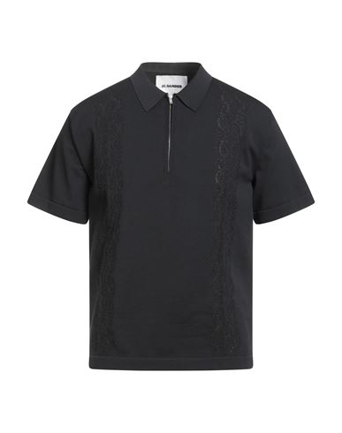 Jil Sander Man Polo Shirt Black Size 40 Cotton, Polyester In Gray