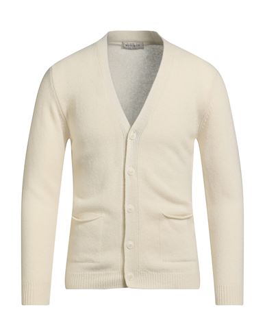 Wool & Co Man Cardigan Ivory Size L Merino Wool In Neutral