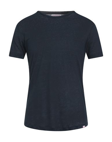 Orlebar Brown Man T-shirt Midnight Blue Size S Linen In Blue