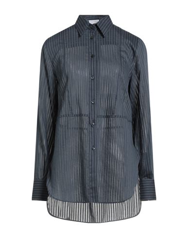 Brunello Cucinelli Woman Shirt Charcoal Size Xs Cotton, Silk In Blue