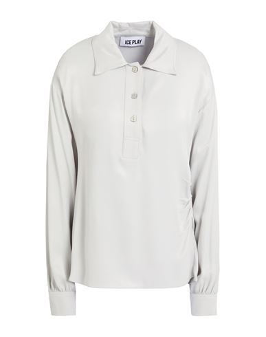 Ice Play Woman Polo Shirt Light Grey Size 8 Viscose In White