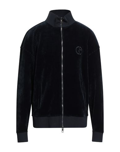Giorgio Armani Man Sweatshirt Midnight Blue Size 46 Polyester, Elastane In Black