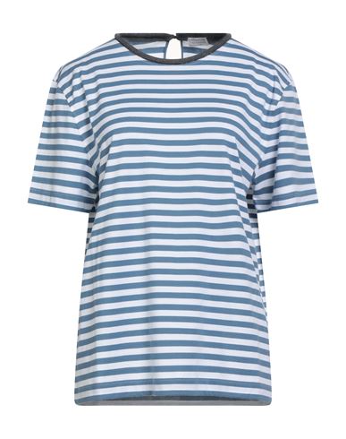 Brunello Cucinelli Woman T-shirt Slate Blue Size 3xl Cotton, Elastane, Ecobrass In Blue