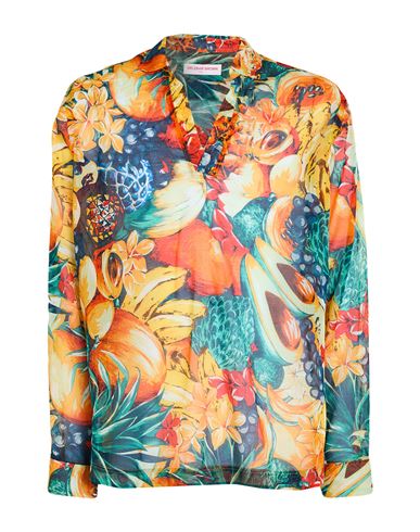 Orlebar Brown Man Shirt Orange Size Xxl Cotton In Multi