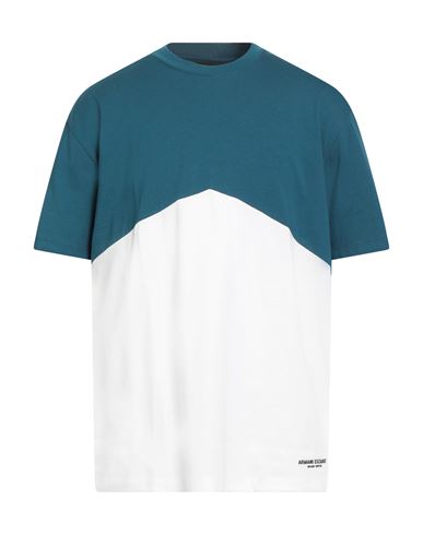 Armani Exchange Man T-shirt Deep Teal Size L Cotton In White