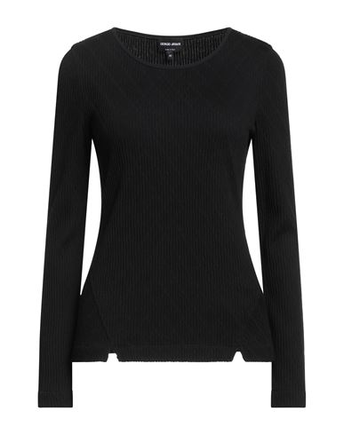 Giorgio Armani Woman T-shirt Black Size 12 Viscose, Polyamide, Cashmere, Elastane In Black