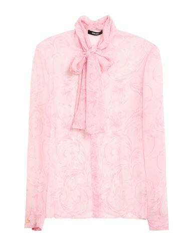 Versace Woman Shirt Pink Size 12 Silk, Acetate In Pink
