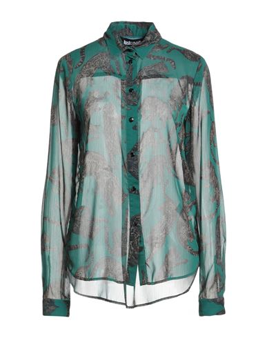 Just Cavalli Woman Shirt Emerald Green Size 12 Polyester In Green