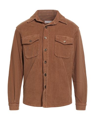 Cruna Man Shirt Tan Size 44 Cotton, Elastane In Gold