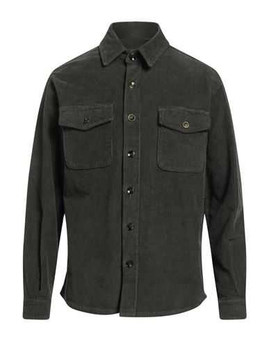 Cruna Man Shirt Dark Green Size 44 Cotton, Elastane In Black