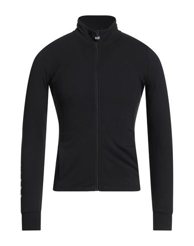 Ea7 Man Sweatshirt Black Size Xxl Cotton, Elastane In Black