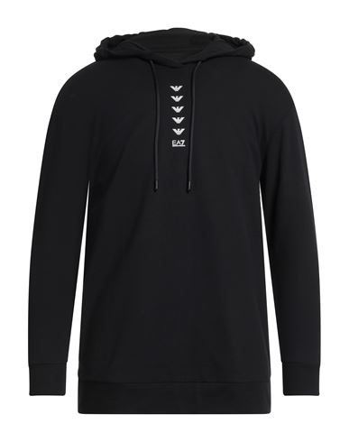Ea7 Man Sweatshirt Black Size Xl Cotton, Elastane In Black