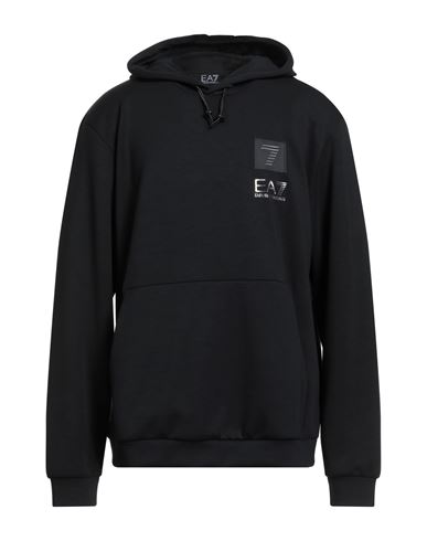 Ea7 Man Sweatshirt Black Size Xxl Modal, Polyester, Elastane In Black