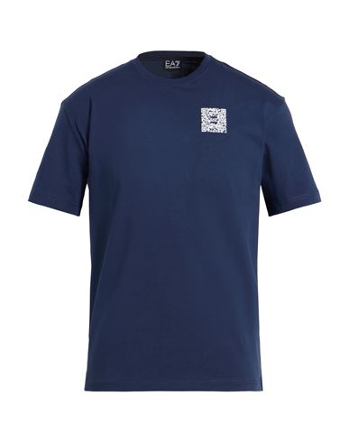 Ea7 Man T-shirt Navy Size Xl Cotton In Blue