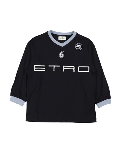 Etro Toddler Boy T-shirt Midnight Blue Size 6 Cotton, Elastane, Viscose In Black