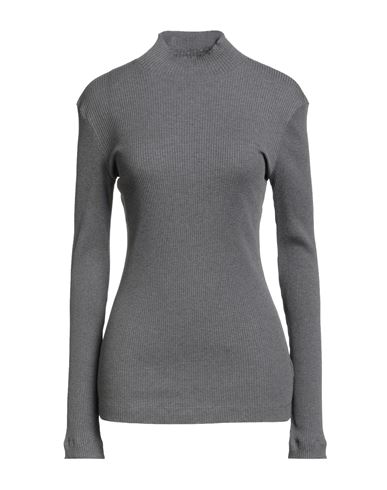 Brunello Cucinelli Woman Turtleneck Grey Size M Cotton, Brass In Gray