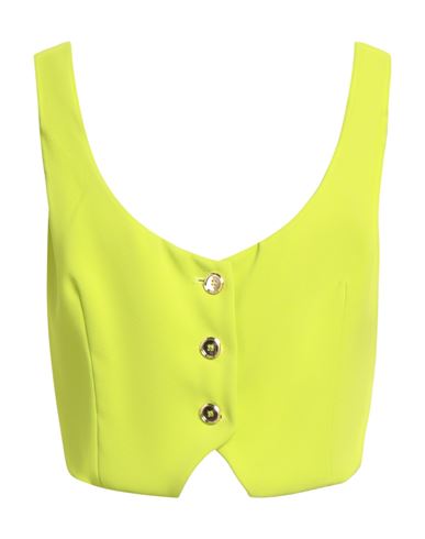 Pinko Woman Tailored Vest Lime Green Size 10 Polyester, Elastane In Yellow