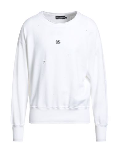 Dolce & Gabbana Man Sweatshirt White Size Xs Cotton, Elastane, Zamak In White