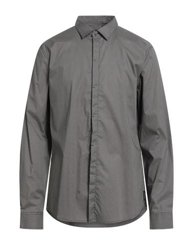 Armani Exchange Man Shirt Midnight Blue Size S Cotton, Elastane In Gray