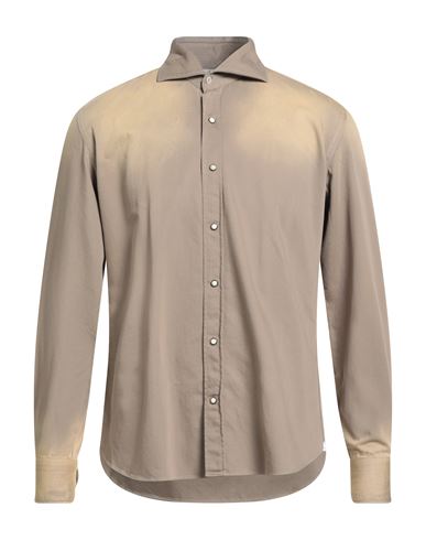 Giannetto Portofino Man Shirt Khaki Size 16 Cotton In Gray
