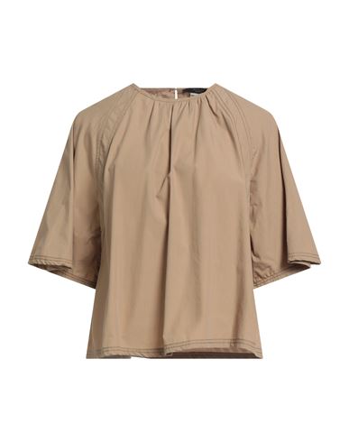 Weekend Max Mara Woman Top Khaki Size 8 Cotton In Brown
